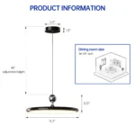 15.7" Modern Dimmable LED Pendant Light, Adjustable Height Mini Hanging Lamp with Remote for Kitchen Island, Dining Room