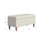 Goldoma modern accent storage bench with cream chevron woven fabric and hidden storage compartment in entryway