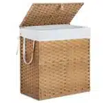 FCJ 110L Hand-Woven PP Rattan Laundry Basket with Lid Foldable and Removable Liner Made of Durable Plastic – styled in a