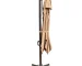 10 ft offset patio umbrella in tan polyester with cantilever stand and base