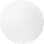 White MDF round dining table with solid wood legs, minimalist design, fully assembled 39 inch table for 4 people