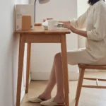 Solid Wood Computer Desk - 47'' Large Size Office Desk with 2 Drawers, Modern Simple Style PC Table – in a cozy room setting