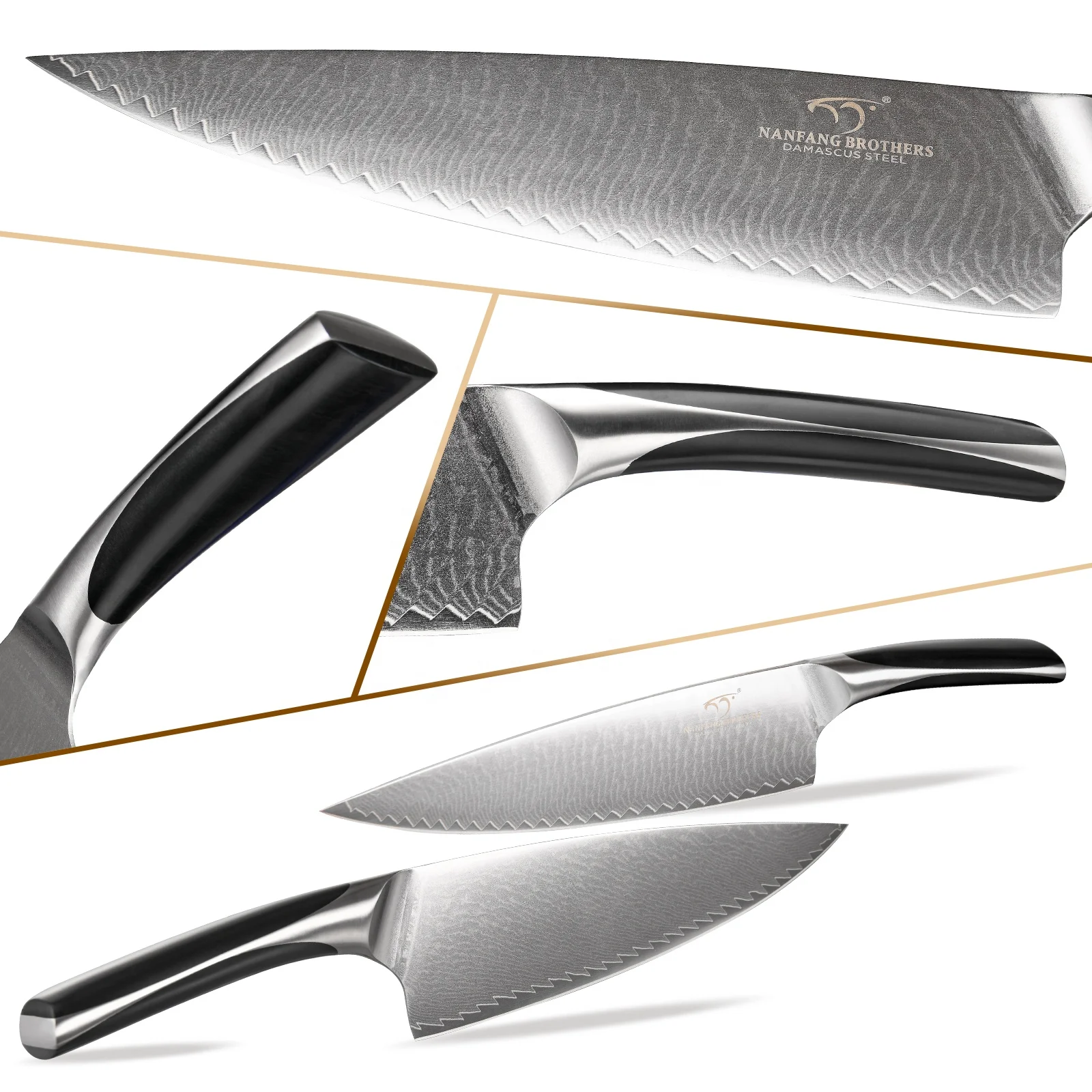 Set of 15 VG-10 Damascus Steel Knives Cutting Bread Meat Kitchen Knife Set with Scissors Sharpener Stick