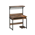 YQ FOREVER Wooden Metal Frame Desktop Computer Desk Study Console Table  Keyboard PC Home Office Desks - Image 2