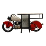 HMS Red and Black Metal and Wood Rolling Glider Bike Bar Cart with Wine Storage Home Bar Tools - Image 2