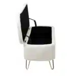 Goldoma Ivory White Storage Ottoman with Faux Fur and Gold Legs – side view
