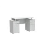 HMS 51 White Computer Desk Simple Modern Design with Five Drawers and Shelf Adjustable Office Desk Made of Wood and Metal