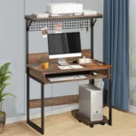 YQ FOREVER Wooden Metal Frame Desktop Computer Desk Study Console Table  Keyboard PC Home Office Desks - Image 6