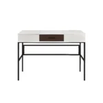 HMS Luxury Modern 42" Melamine Wood Computer Table White and Black Writing Desk for Office or Bedroom Use – side view