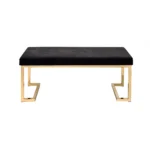 Goldoma 40-Inch Faux Fur Upholstered Bench – Black & Champagne – close-up detail