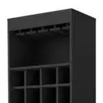 HMS 24" Black Stainless Steel Bar Cabinet Eighteen Glass Shelves Classical Display Cabinet for Home Furniture Living Room
