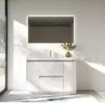 High Gloss White 48 Inch Single Sink Bathroom Vanity Set Resin Top US Warehouse Stock Commercial Sample Accepted
