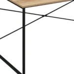 HMS 47" Natural and Black Solid Wood Metal Computer Desk Simple Design Office Desk for Bedroom or Dining Features with Shelf