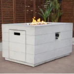 HMS 28" Gray Aluminum Rectangular Fire Pit Table with Cover Natural Gas Stainless Steel Propane Fuel for Patio – top view