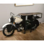 HMS Black and White Metal and Solid Wood Rolling Bar Cart with Wine Storage for Shot Glasses