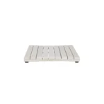 23" Luxury White Teak Slat Bath Mat Non-Slip TPR Microfiber and PVC Solid Pattern Bathroom Floor Mat – top view