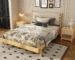 Goldoma Queen Platform Bed Frame with 2 Nightstands – Beige Upholstered Adjustable Height
