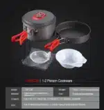 Alocs Outdoor Folding Camping Pot Cookware Mess Kit Pot Water Kettle Frying Pan Bowl Cooking Set Backpacking Picnic Hiking