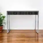 HMS 42" Extendable Silver MFC Writing Desk with Two Drawers for Living Room Workshop Warehouse Supermarket Villa Easy