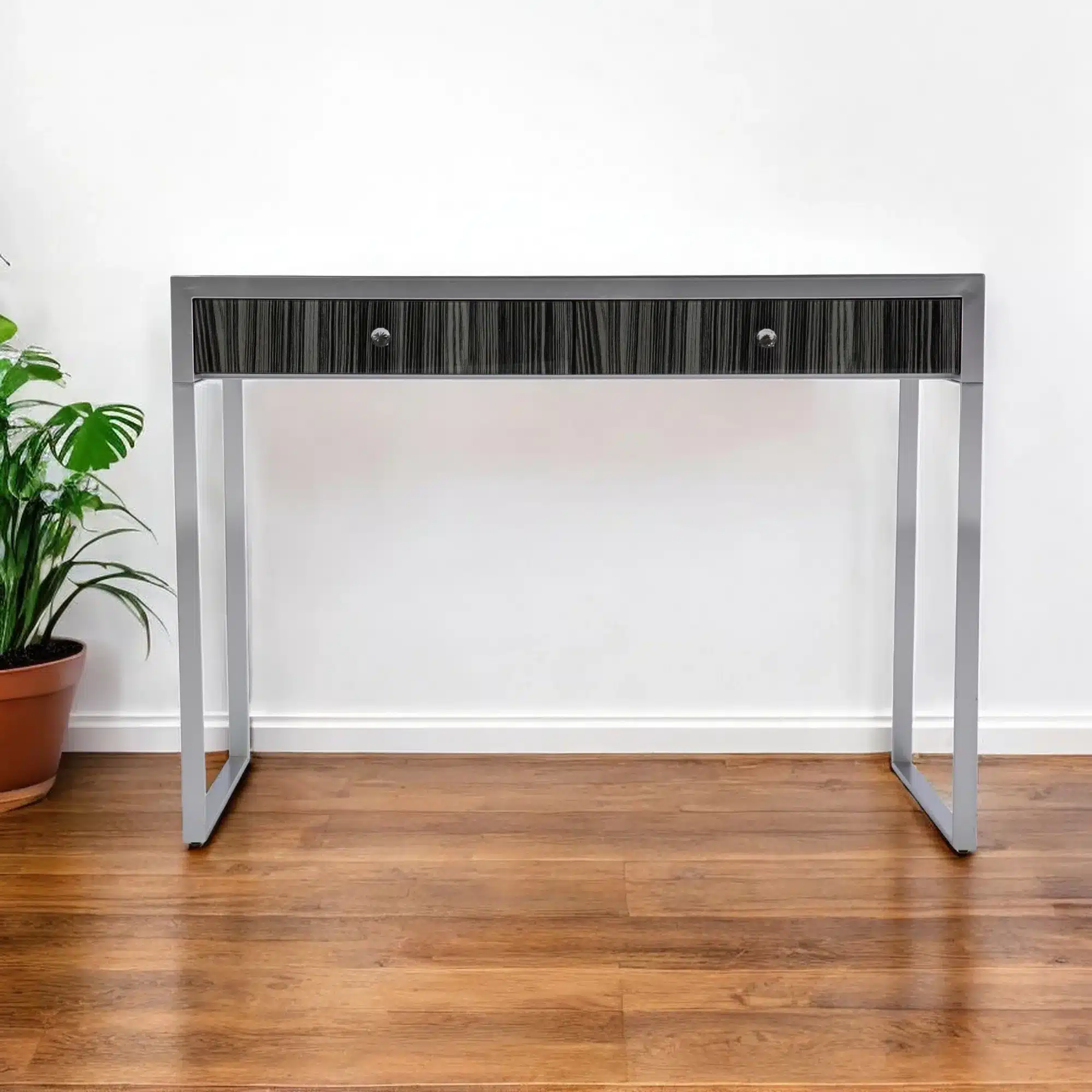HMS 42" Extendable Silver MFC Writing Desk with Two Drawers for Living Room Workshop Warehouse HMS 42" Extendable Silver MFC Writing Desk with Two Drawers for Living Room Workshop Warehouse Supermarket Villa Easy