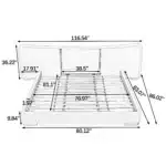 Goldoma King Size Modern Platform Bed with Soft Chenille Fabric and Curved Headboard – base detail
