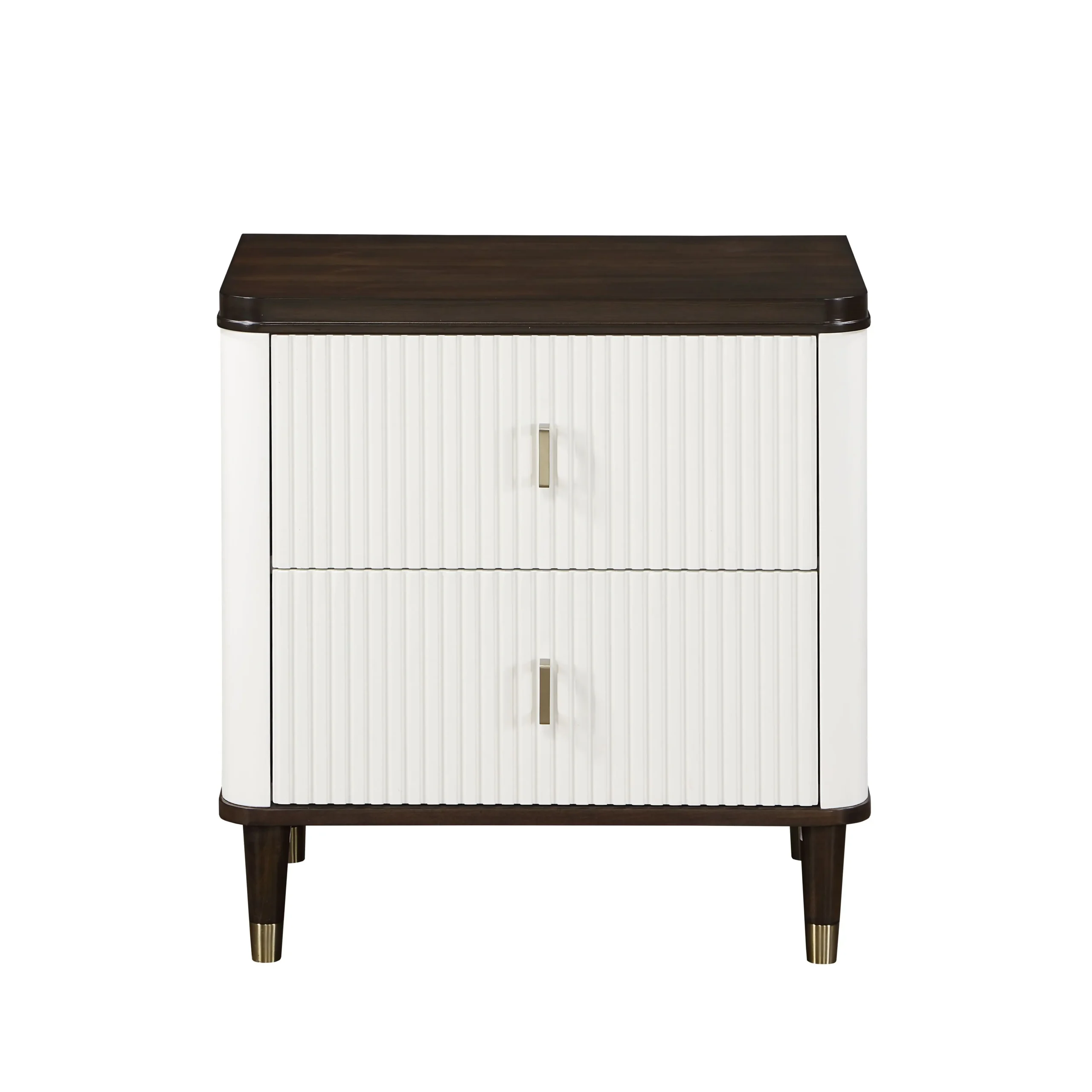H62b62cc575de442d8c7c6c23576a3f16y.webp Goldoma Carena White and Brown Nightstand with USB ports – modern two-drawer bedroom storage cabinet