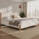 Goldoma King Size Upholstered Bed Frame with Adjustable Headboard and Storage