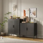 Adjustable Shelves Steel Metal File Cabinet Black FCJ Home Office School Gym Garage Storage with Storage Doors – side view