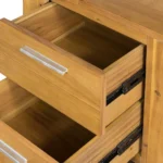 Wood nightstand with two drawers in natural brown finish for bedroom storage - Goldoma