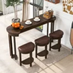 Modern bar table set with 3 PU upholstered stools in a contemporary dining room
