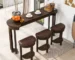 Modern counter height dining set with table and three PU upholstered stools in a stylish kitchen setting