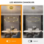 USA Stock ComiLED Gold/White/Black Ring LED Chandelier Modern Aluminum Round Pendant Light for Living Room & Bedroom