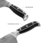 9 Pieces Damascus Knife Set Kitchen Knife Set with Wooden Block and Non-slip ABS Handle – styled in a modern Living setting