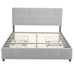 Goldoma full platform storage bed with 4 drawers and adjustable tufted headboard in linen fabric