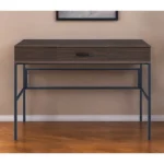HMS 42" Solid Wood Writing Desk Brown and Black Modern Design with Adjustable and Flexible Features Assembled Computer Desk
