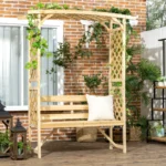 Outdoor Garden Bench Natural – side view