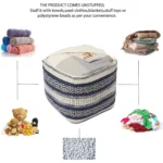 Goldoma handwoven cotton unstuffed boho pouf cover in indigo on a light background
