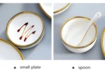 Nordic Style Gold Inlay Bright White Porcelain Dinner Sets Ceramic Bowl Dish Plates Set Porcelain Dinnerware For Household