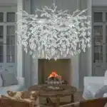 Modern Crystal Chandelier, Round Tree Branches Chandelier 8-Light Chandelier for Living Room Bedroom Bathroom Kitchen Foyer