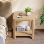 Wood nightstand with storage shelf - square end tables set of 2 for living room or bedroom