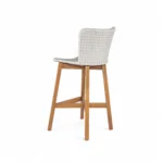 Adjustable Outdoor Bar Stool Teak Wood with Light Grey Wicker Set of 2 for Restaurant & Cafe Dining – close-up detail