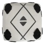 Goldoma 18-inch white cotton geometric pouf ottoman with storage - modern foot stool and extra seating for small spaces