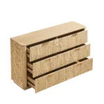 Modern 6-drawer solid oak dresser with natural finish and lighted mirror - Goldoma