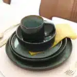 Super September Hot Selling 20 Pcs Reactive Glaze Bubble Green Ceramic Dinnerware Sets Stoneware Nordic Shape Dinner Set