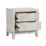 Goldoma antique white nightstand with two drawers and reeded fronts - modern bedroom furniture