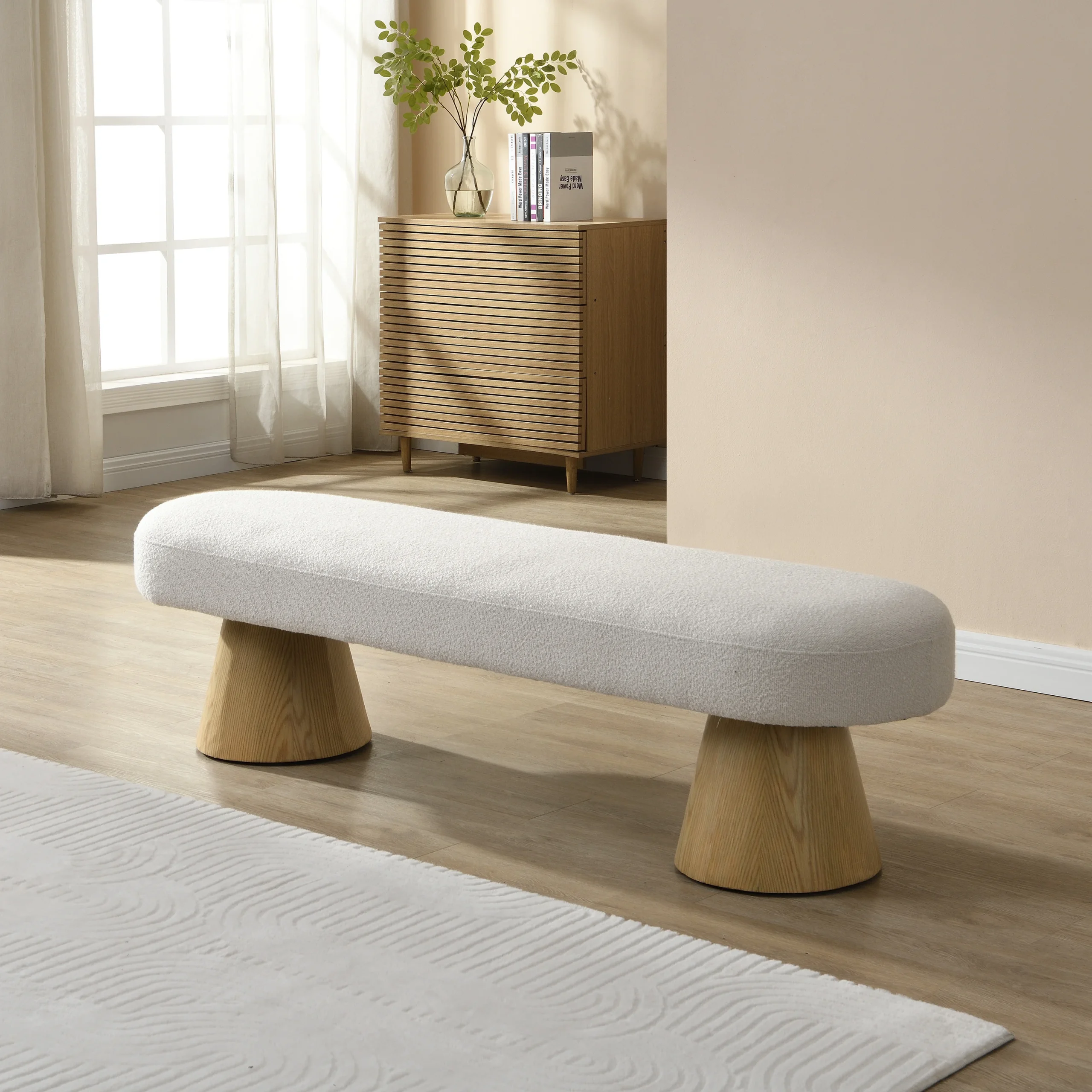 Goldoma Adjustable Boucle Ottoman Bed with Storage