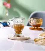 Heat Resistant Thick Glass Cup Luxurious European Style Teacup Coffee Cup Healthy Drink Mug Tea Mugs – in a cozy room setting