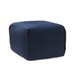 Goldoma 18" Blue Cotton Patchwork Pouf Ottoman - Foldable Foot Stool with Tufted Design – close-up detail