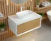 Modern 36-inch white MDF bathroom vanity with single sink, wall-mounted floating design, front view in a bright