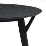Black round dining table for 4 with wooden legs and MDF veneer top, perfect for small spaces
